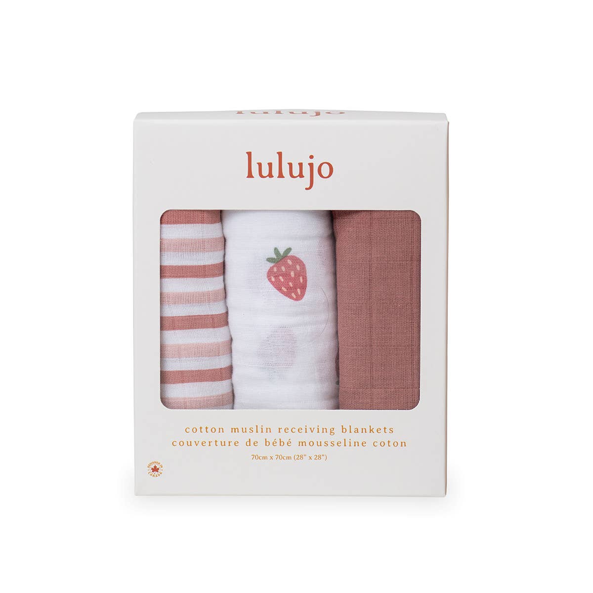 3-Pack Muslin Receiving Blankets – Strawberries