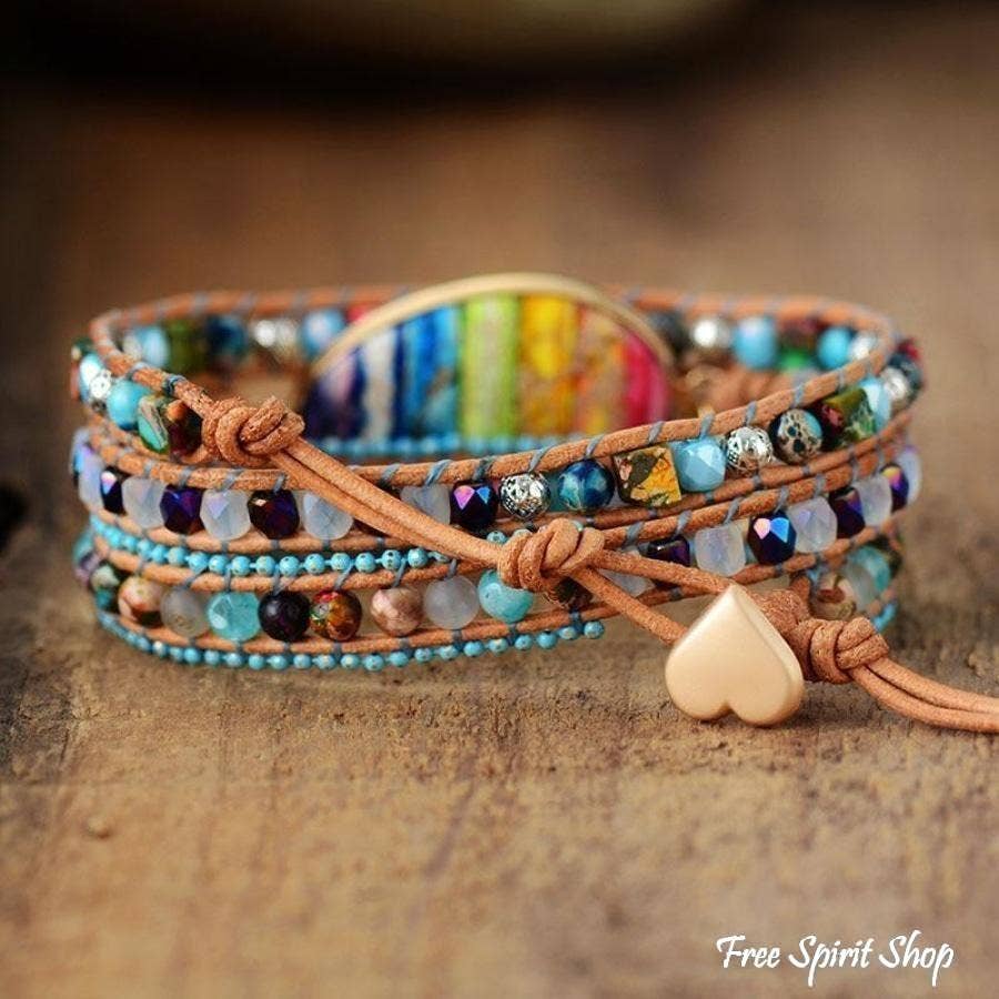 Mixed Stones & Rainbow Chakra Wrap Bracelet