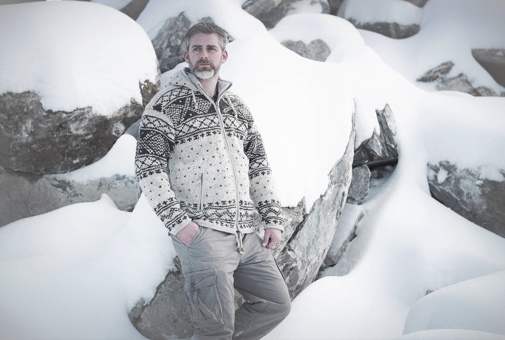 Moritz Wool Sweater with Zip Front & Nordic Knit Design