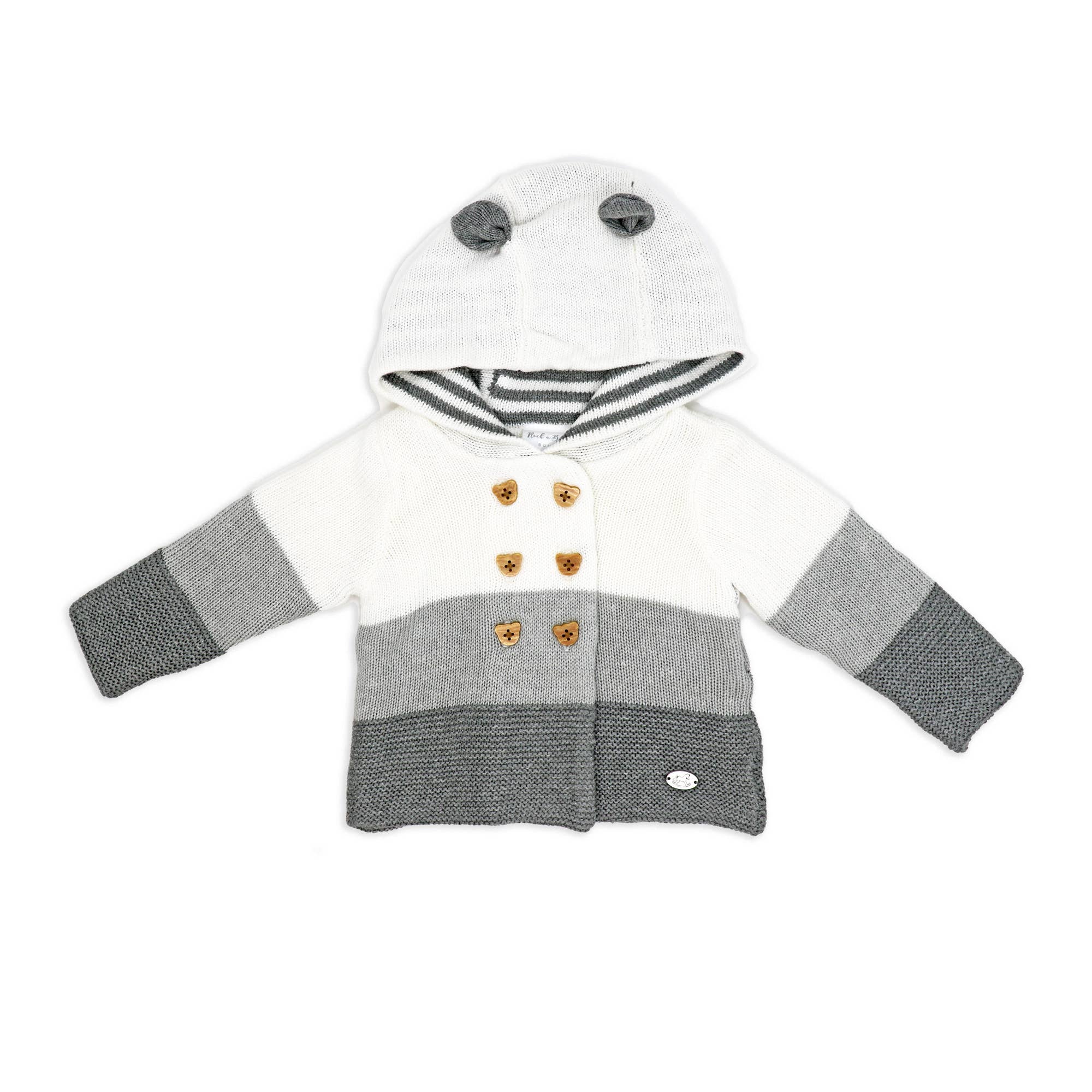 2pc Knitted Set: Hooded Jacket And Trouser Set: Grey Ombre