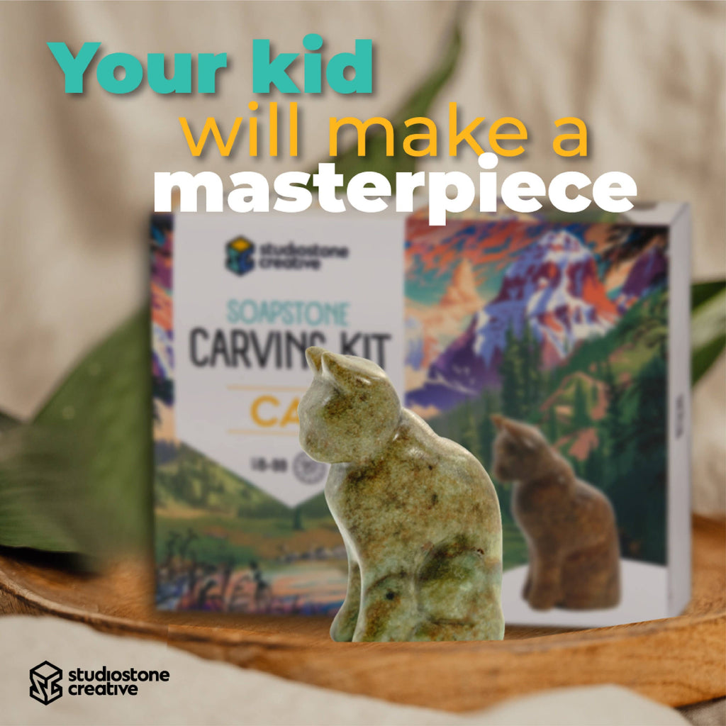 Cat Soapstone Carving Kit