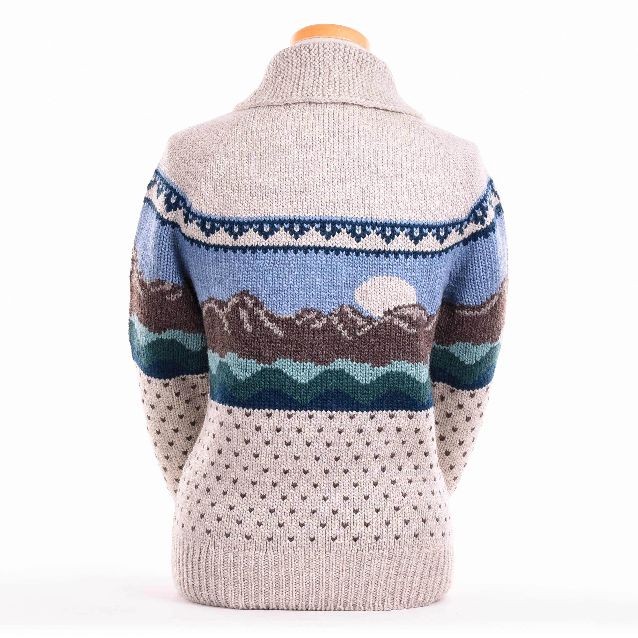 Rockies Mountain Landscape Zip Sweater in Soft Wool