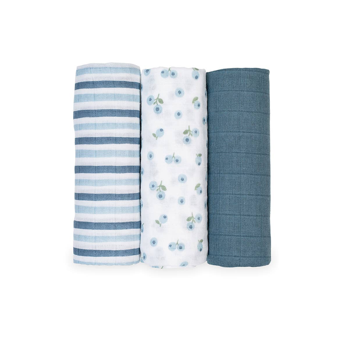 3 Pack Muslin Receiving Blankets – Blueberries