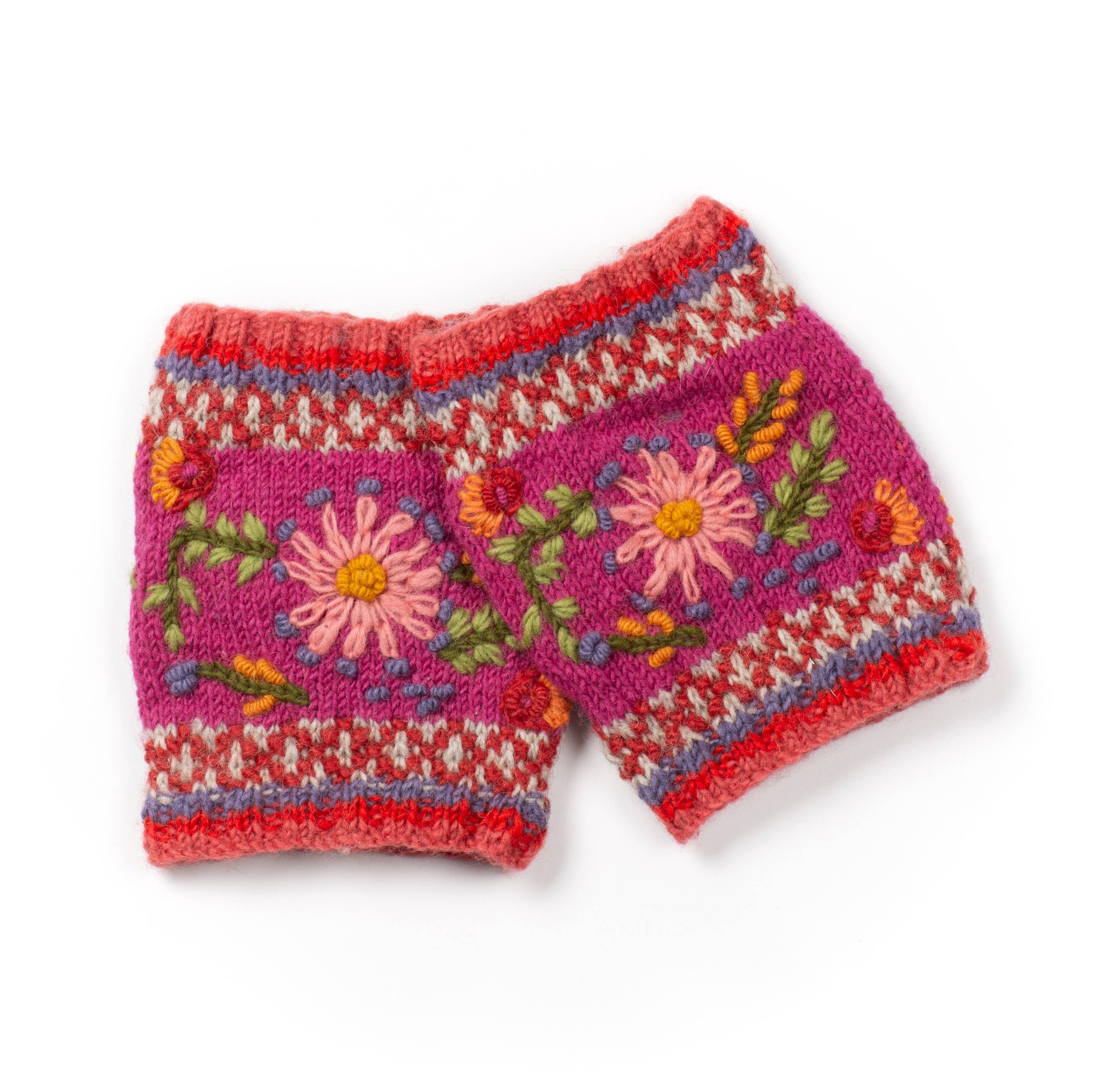 Abigail Wool Boot Cuffs with Embroidered Florals