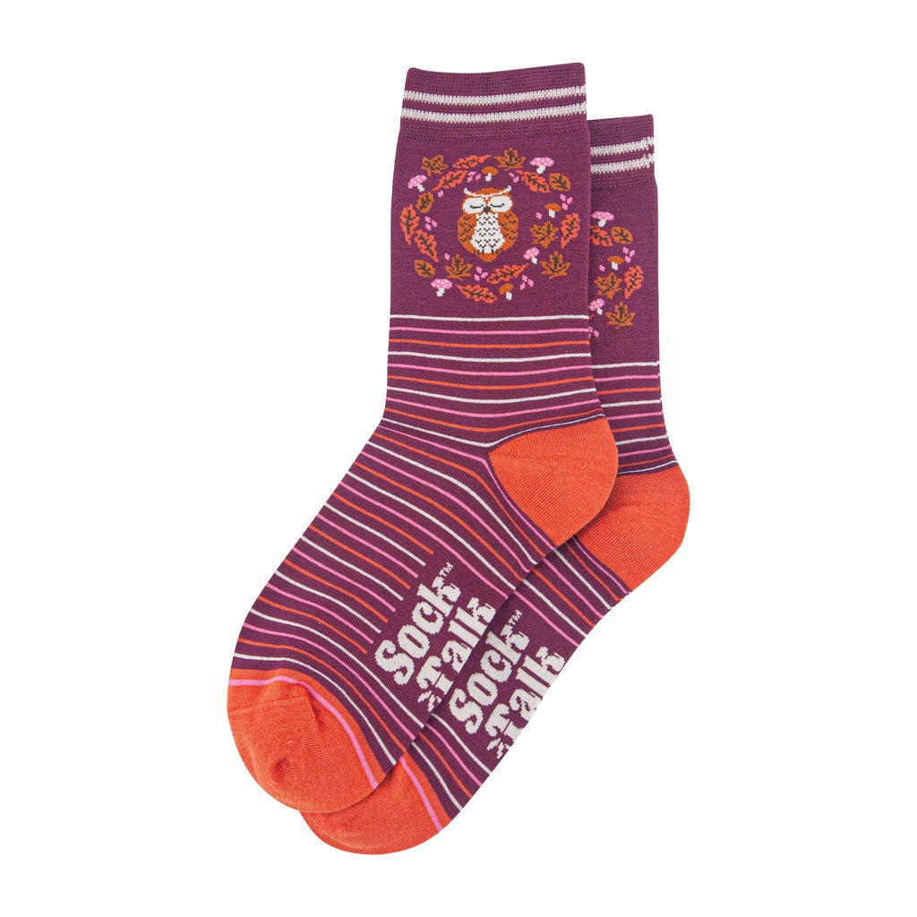 Women's Bamboo Socks - Berry, Owl