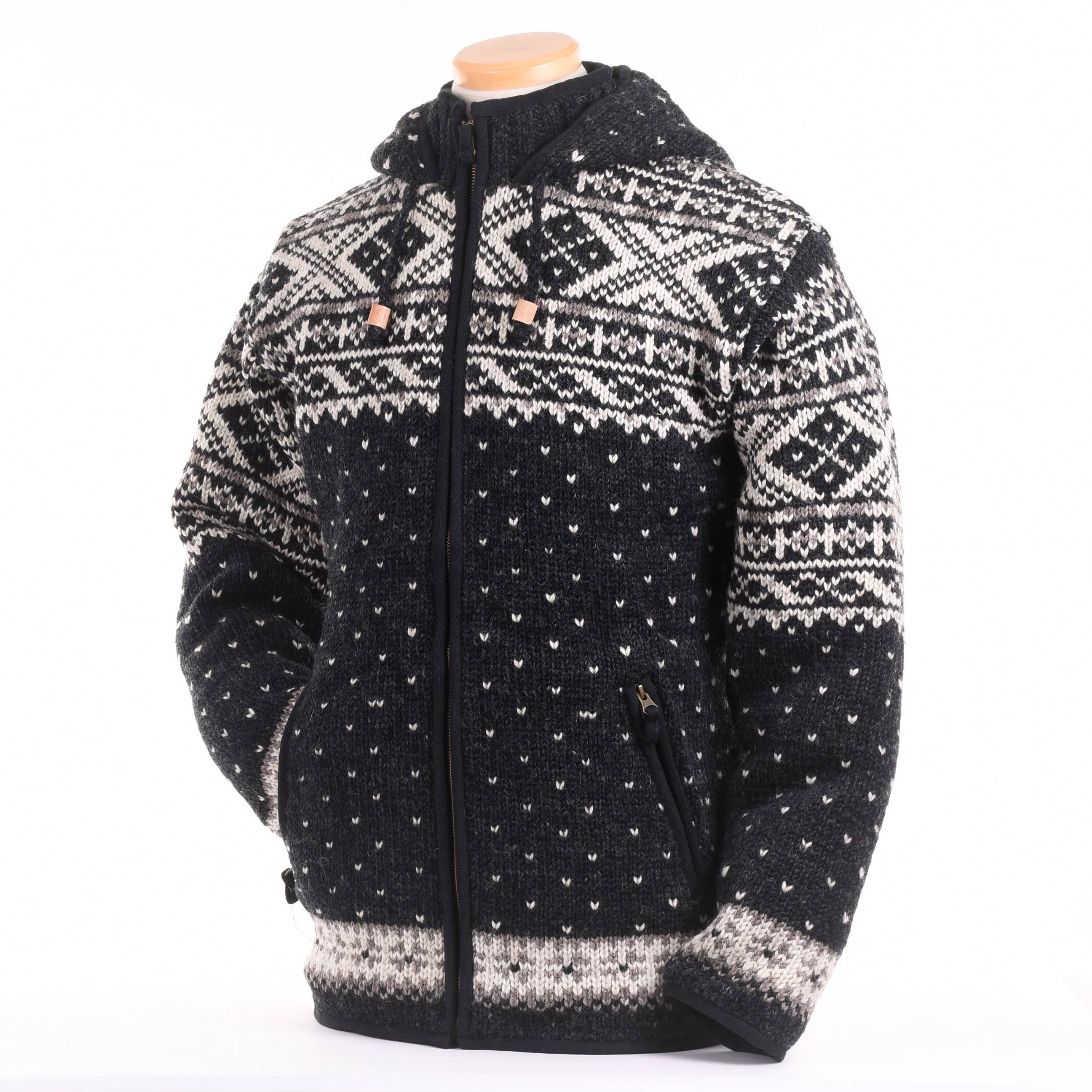 Moritz Wool Sweater with Zip Front & Nordic Knit Design