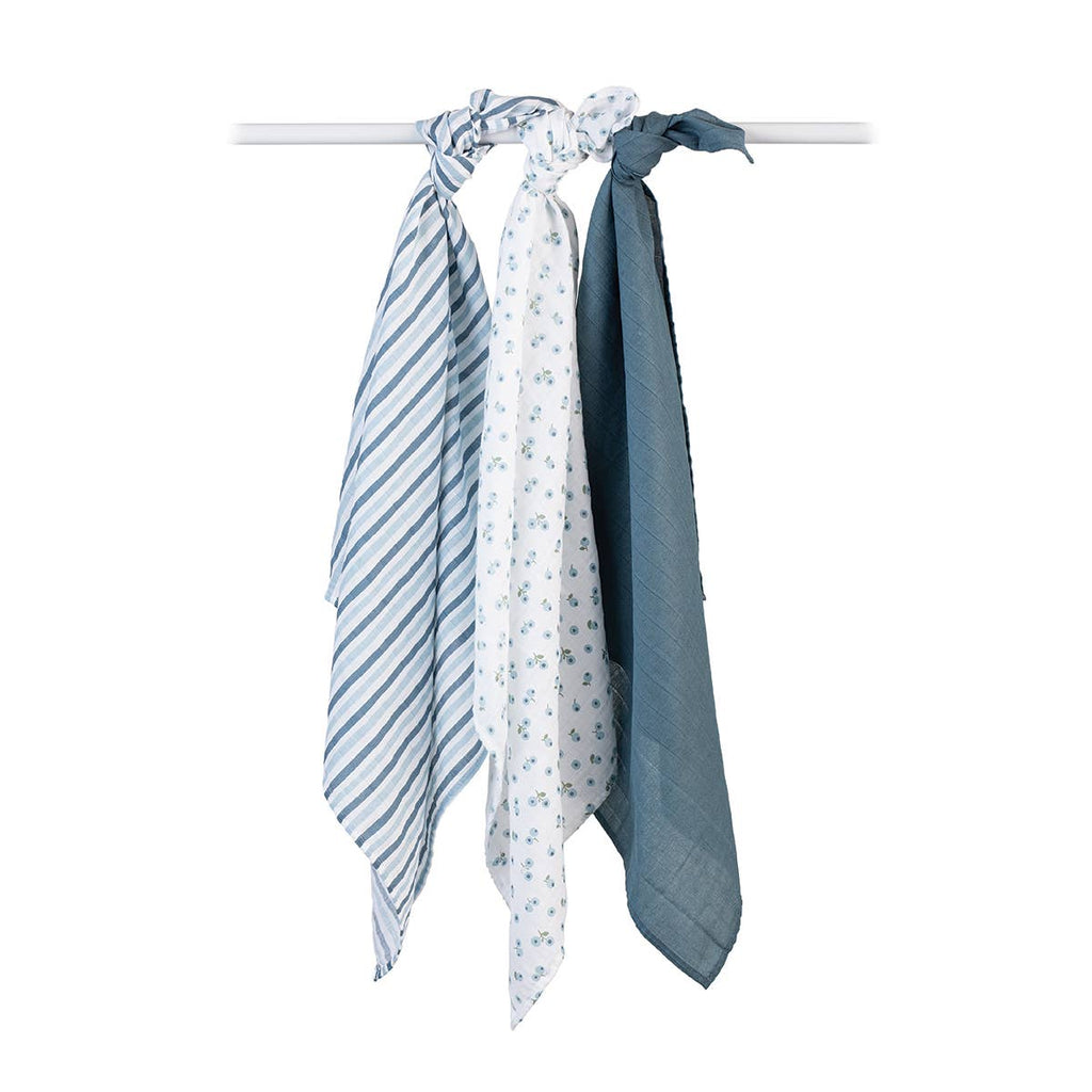 3 Pack Muslin Receiving Blankets – Blueberries