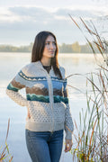 Rockies Mountain Landscape Zip Sweater in Soft Wool