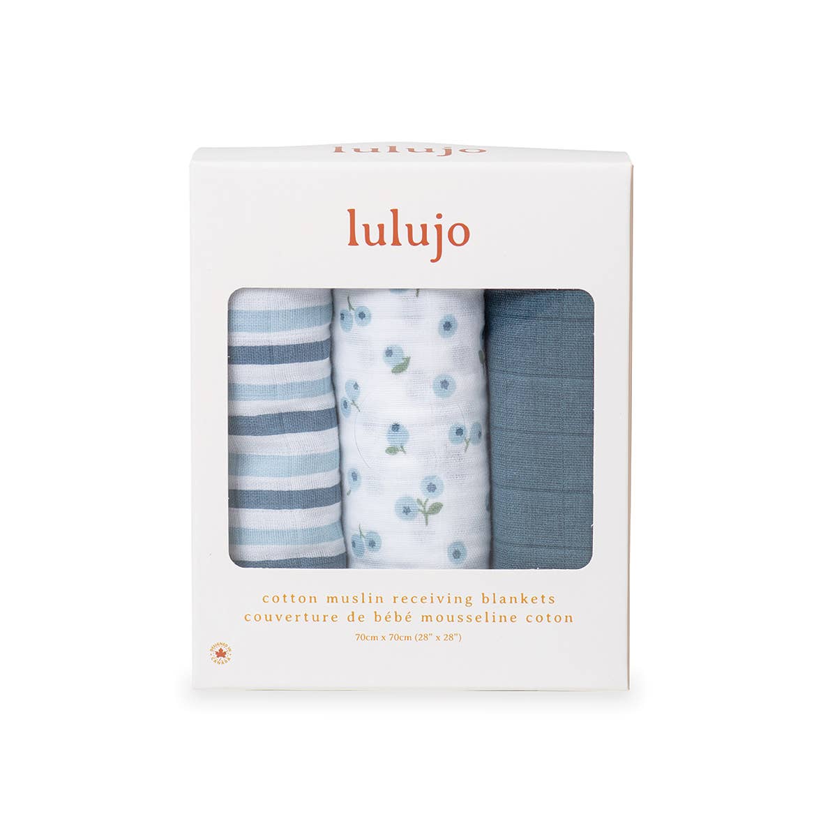 3 Pack Muslin Receiving Blankets – Blueberries