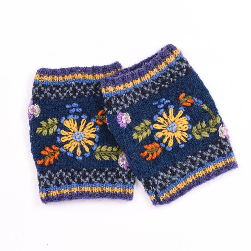 Abigail Wool Boot Cuffs with Embroidered Florals