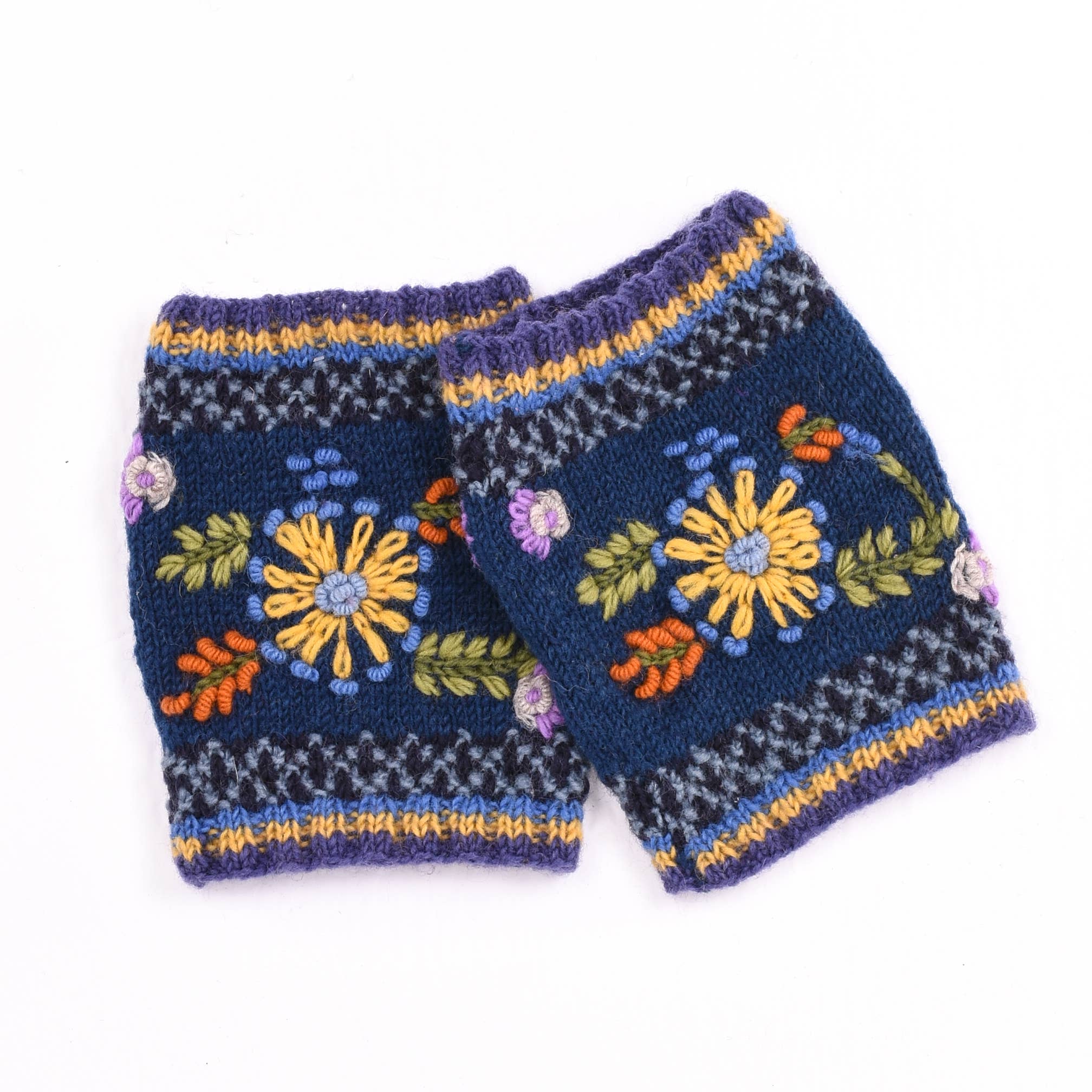 Abigail Wool Boot Cuffs with Embroidered Florals