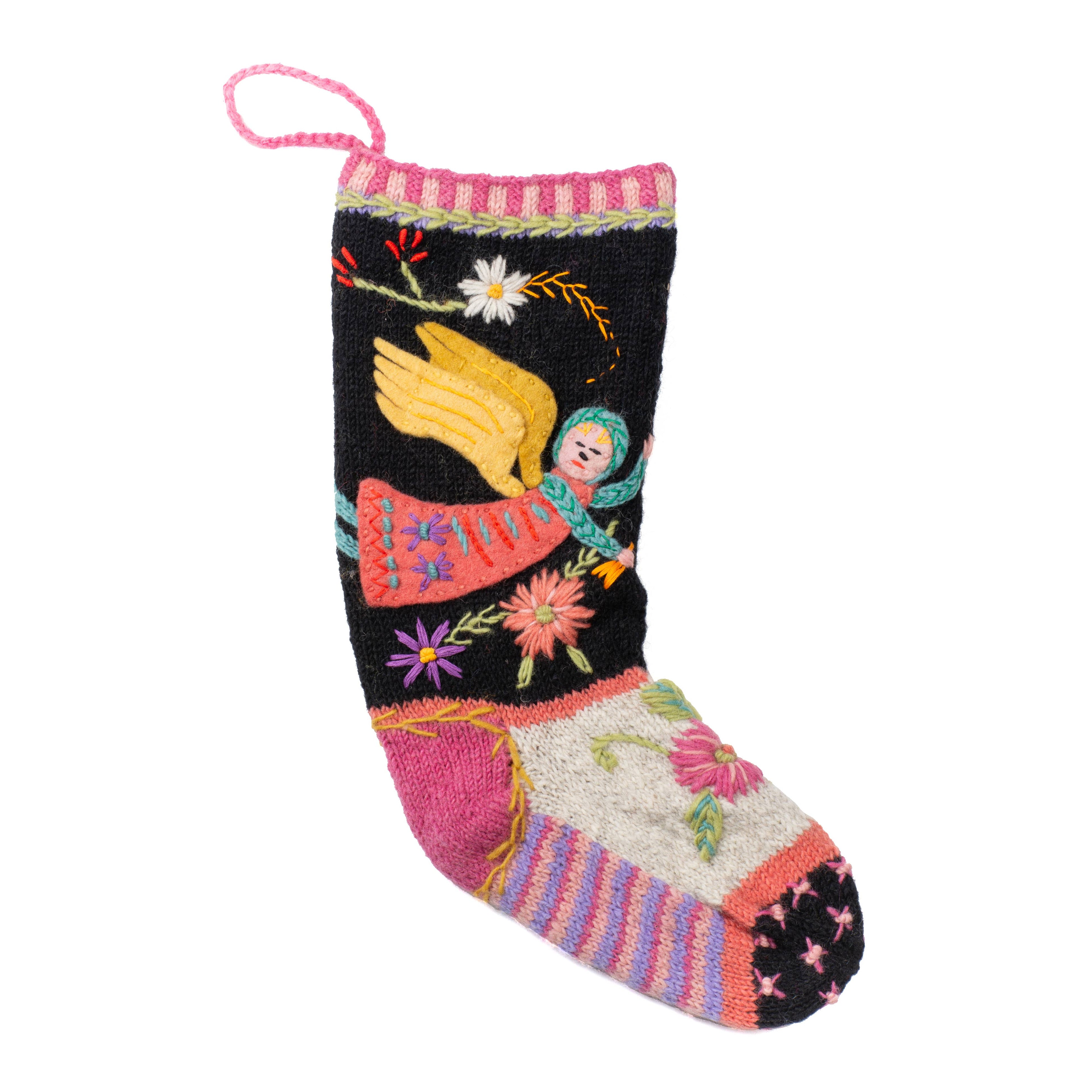 Celeste Christmas Stocking – Embroidered Angel Design