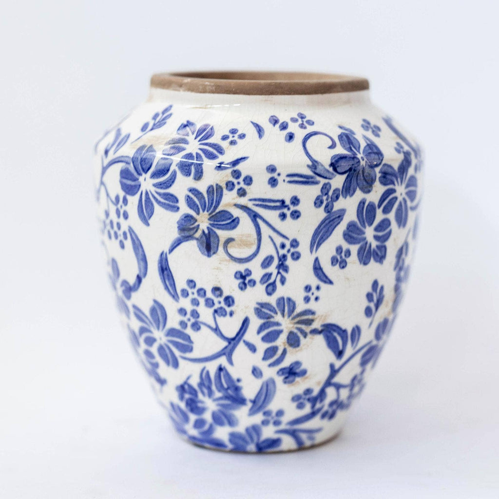 Ceramic Vase, Blue Flowers