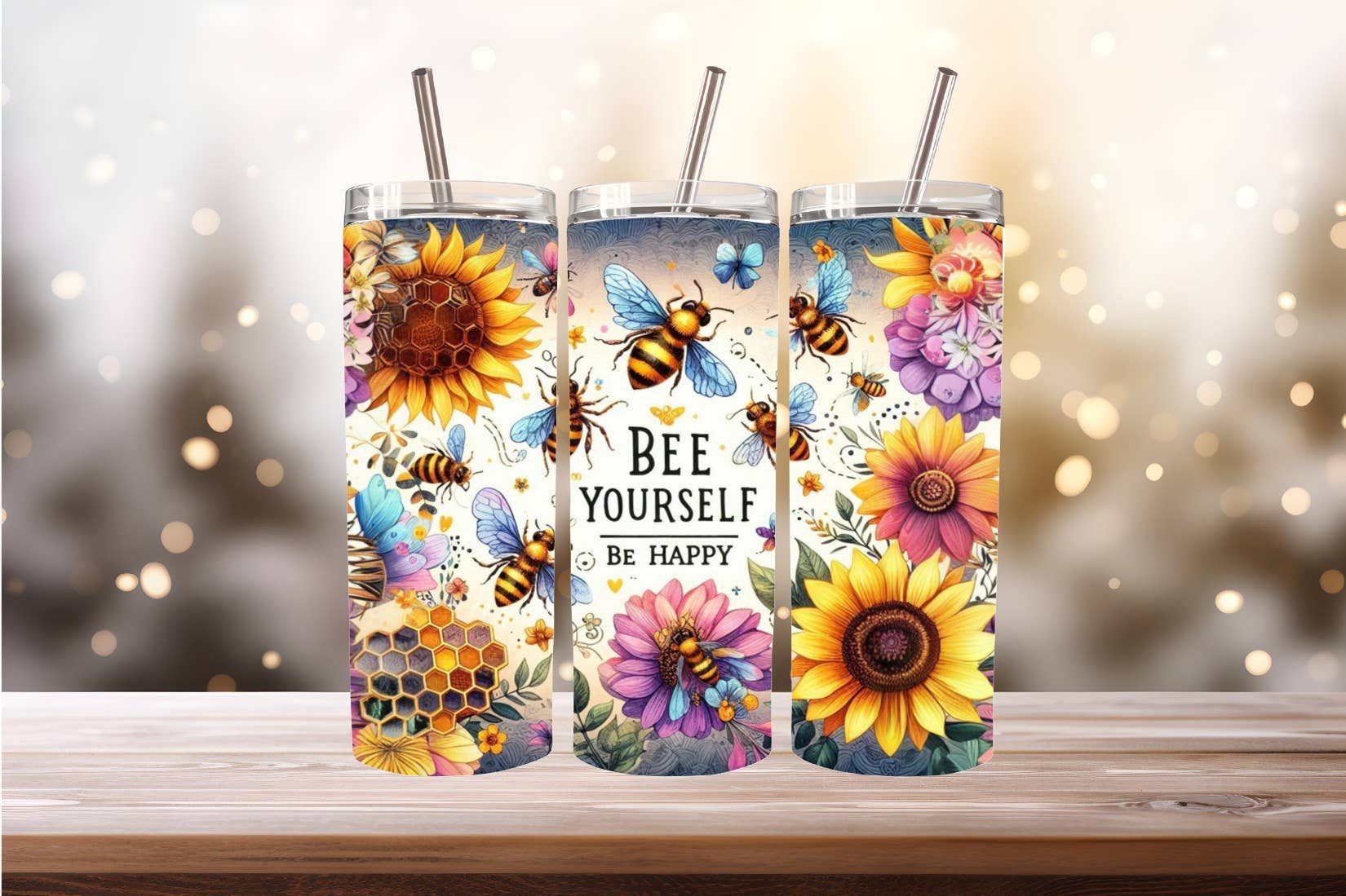 Bee Yourself Flower Tumbler, 20 oz. Stainless Steel