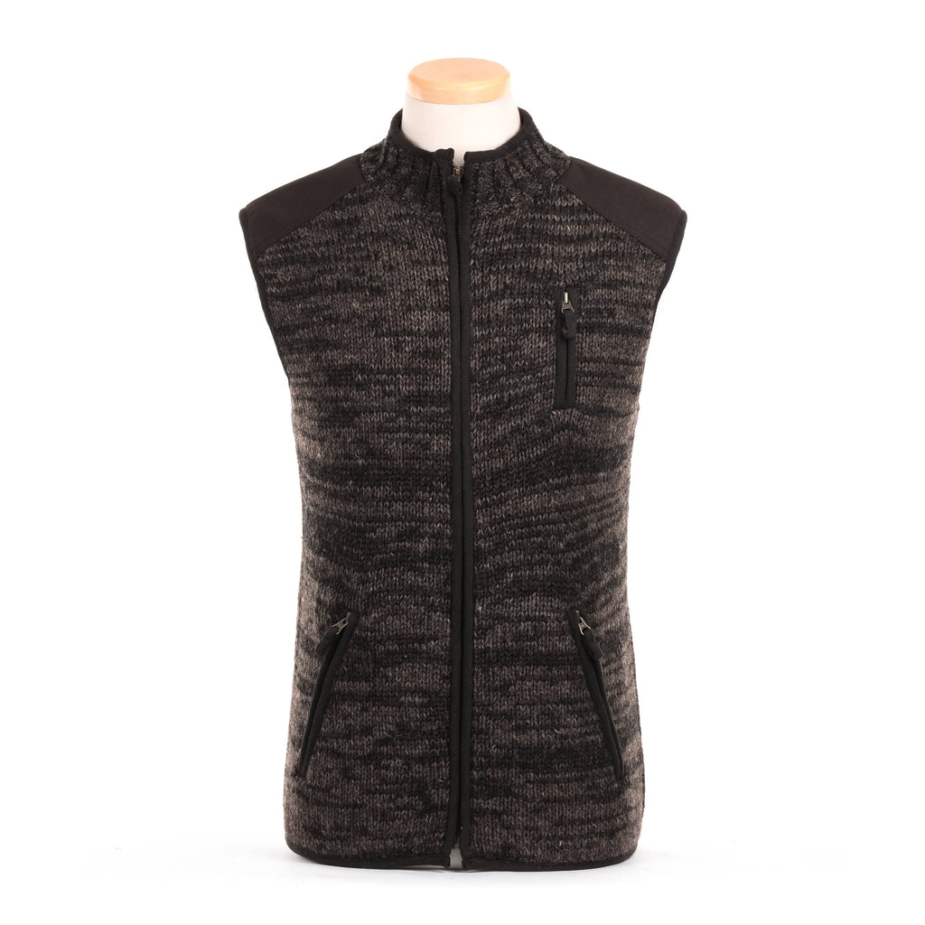 Yale Wool Zip Vest with Faux Suede Shoulder Patches