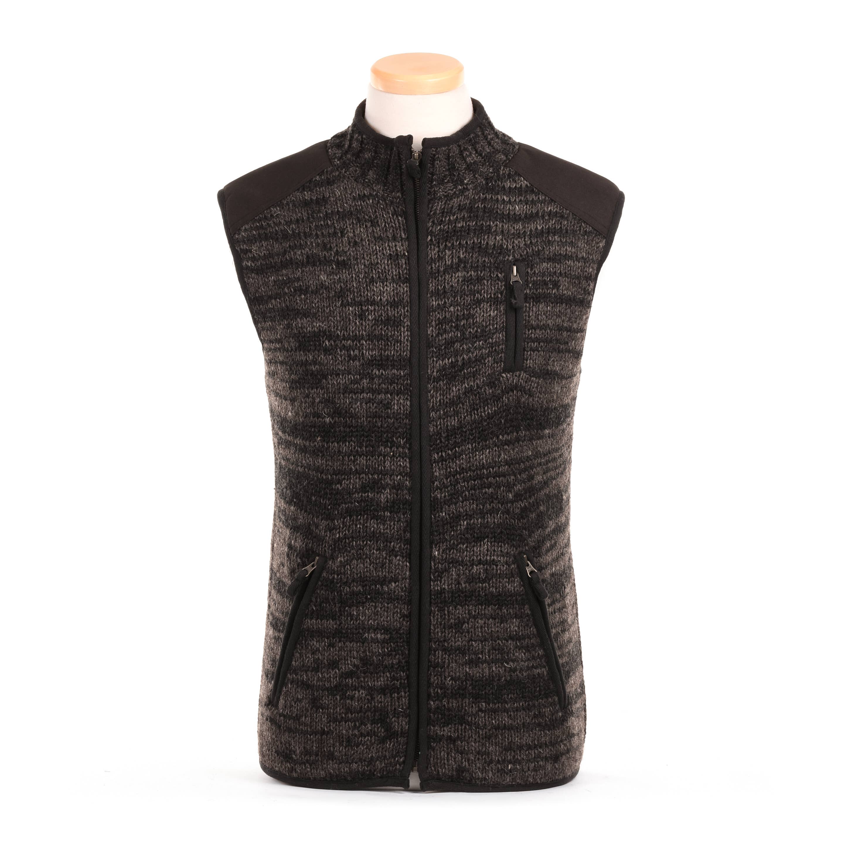Yale Wool Zip Vest with Faux Suede Shoulder Patches